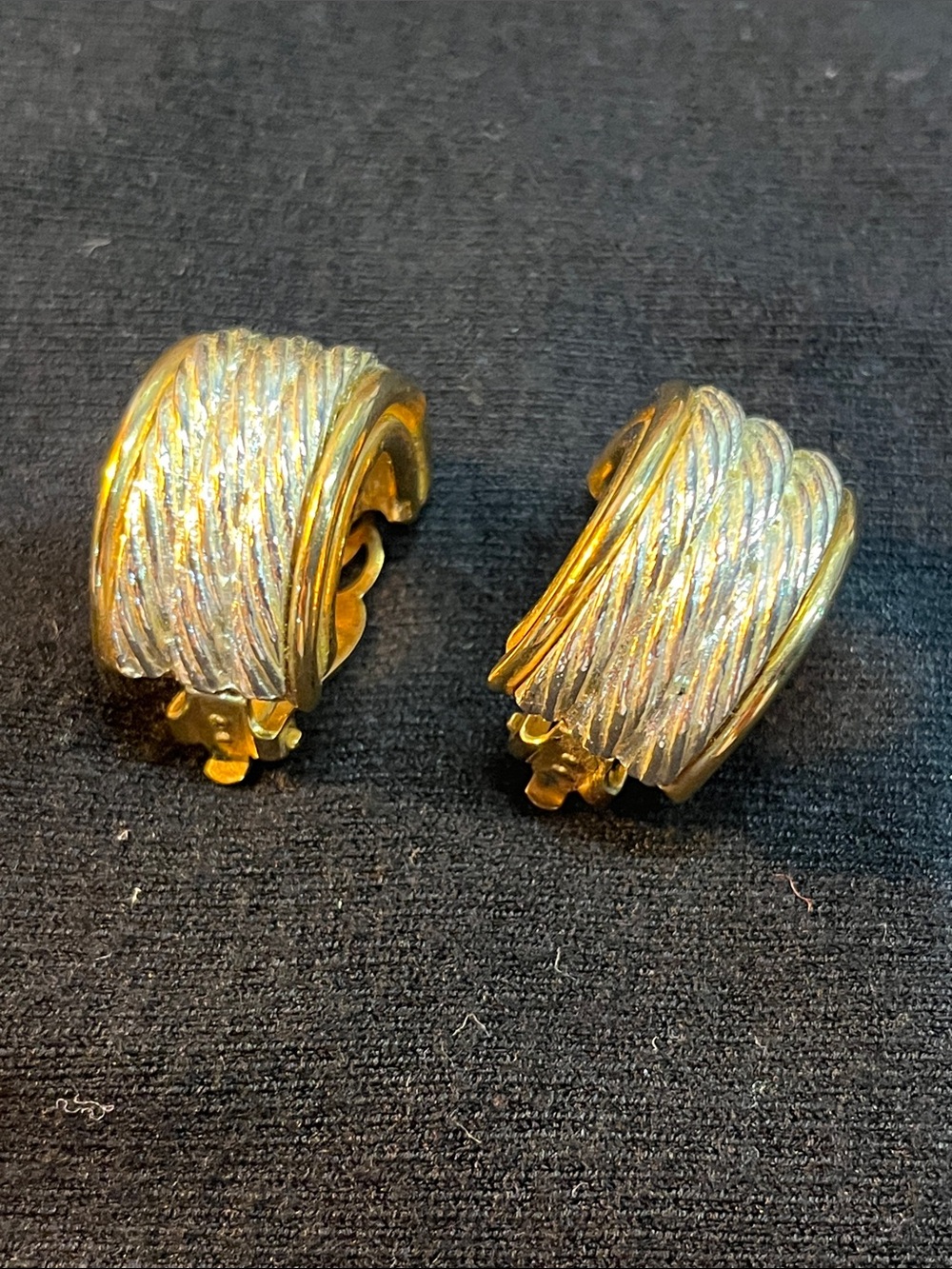 Givenchy Vintage Clip Earrings Silver & Gold Tone 1980’s Signed Elegant Classy